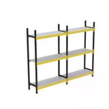 3 Katlı Duble Midi Rack - Ekonomik Depo,Arşiv, Kiler Rafı Siyah-Turuncu 35X90 Cm 150 Cm