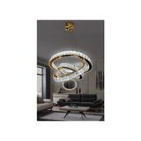 3 Katlı Kristal Taşlı Modern Sarkıt 3 Renk LED Avize - Çok Renkli