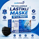 3 Katlı Lastikli Burun Telli Maske 10 (Paket)
