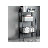 3 Katlı Merdiven Kitaplık Metal Çerçeve Açık Raf Düzenleyici Siyah Dikey Depolama Rafı 60*110 CM