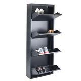3 Katlı Metal Ayakkabılık Antrasit