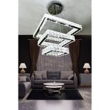 3 Katlı Modern Kare Taşlı Avize Gold