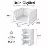3 Katlı Portatif Organizer - Çok Amaçlı Kayar Raf 18.5X33.5x43cm Toplam 55.5Cm (5570)