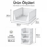 3 Katlı Portatif Organizer - Çok Amaçlı Kayar Raf 18.5X33.5x43cm Toplam 55.5Cm (5616)