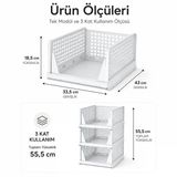 3 Katlı Portatif Organizer - Çok Amaçlı Kayar Raf 18.5X33.5x43cm Toplam 55.5Cm Bx40