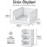 3 Katlı Portatif Organizer - Çok Amaçlı Kayar Raf 18.5X33.5X43CM Toplam 55.5cm - Siyah