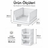 3 KATLI PORTATİF ORGANİZER - ÇOK AMAÇLI KAYAR RAF 18.5X33.5X43CM TOPLAM 55.5CM