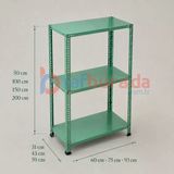 3 Katlı Renkli Dekoratif Çelik Raf - Çiçeklik Rafı, Ofis Rafı 0,70 Mm Mavi 59X93 Cm 100 Cm