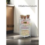 3 Katlı Sebzelik Açılır Metal Patates Soğan Sepeti Paslanmaz Meyvelik Organizer Sepet Beyaz