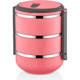3 Katlı Sızdırmaz Yemek Termosu Sefer Tası Saklama Kabı Pembe 2,25 Litre Pembe