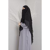 3 Katlı Sufle Khimar Hijap Hazır tesetttür şal - 0 - Siyah - Standart