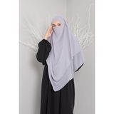 3 Katlı Sufle Khimar Hijap Hazır Tesettür Şal - 00407 Gri - Standart