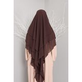 3 Katlı Sufle Khimar Hijap Tesettür Hazır Şal - 0-Kahverengi - Standart