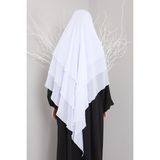 3 Katlı Sufle Khimar Hijap Tesettür Hazır Şal - 001-Beyaz - Standart