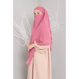 3 Katlı Sufle Khimar Hijap Tesettür Hazır Şal - 00406 Pembe - Standart