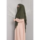 3 Katlı Sufle Khimar Hijap Tesettür Hazır Şal - 00410 Haki - Standart