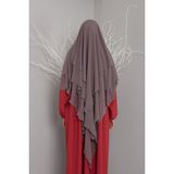 3 Katlı Sufle Khimar Hijap Tesettür Hazır Şal - 00433 Gül Kurusu - Standart