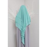 3 Katlı Sufle Khimar Hijap Tesettür Hazır Şal - Açık Mint - Standart