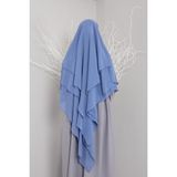 3 Katlı Sufle Khimar Hijap Tesettür Hazır Şal - Active Blue - Standart