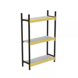 3 Katlı Tekli Midi Rack - Ekonomik Depo, Arşiv, Kiler Rafı Siyah-Turuncu 35X120 Cm 100 Cm