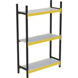 3 Katlı Tekli Midi Rack - Ekonomik Depo, Arşiv, Kiler Rafı Siyah-Turuncu 35X150 Cm 150 Cm