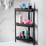 3 Katlı Üçgen Köşe Rafı | Banyo, Mutfak Ve Kiler İçin Yer Tasarruflu Organizer | Çok Amaçlı Raf Ünitesi | 3 Farklı Renk Seçeneği | (33X71x33cm) (Siyah)