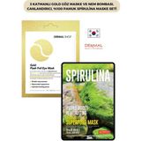 3 Katmanlı Gold Göz Maske Ve Nem Bombası, Canlandırıcı, %100 Pamuk Spirulina Maske Seti