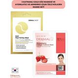 3 Katmanlı Gold Göz Maskesi ve Aydınlatıcı Ve Arındırıcı Çilek Özlü Kolajen Maske Seti