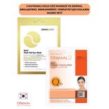 3 Katmanlı Gold Göz Maskesi ve Dermal Sıkılaştırıcı, Nemlendirici, Yenileyici Q10 Kolajen Maske Seti