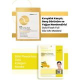 3 Katmanlı Gold Göz Maskesi ve Sıkılaştırıcı, Yenileyici, Nemlendirici Bitki Plesantası Özlü Kolajen Maske Seti