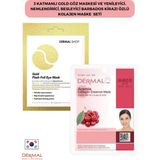 3 Katmanlı Gold Göz Maskesi ve Yenileyici, Nemlendirici, Besleyici Barbados Kirazı Özlü Kolajen Maske Seti 2 Adet