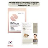 3 Katmanlı Rose Gold Göz Maskesi Ve Arındırıcı, Nemlendirici Ve Ton Eşitleyici Pirinç Özlü Kolajen Maske Seti
