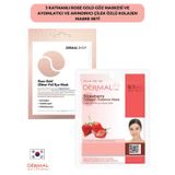 3 Katmanlı Rose Gold Göz Maskesi Ve Aydınlatıcı Ve Arındırıcı Çilek Özlü Kolajen Maske Seti