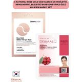 3 Katmanlı Rose Gold Göz Maskesi ve Yenileyici, Nemlendirici, Besleyici Barbados Kirazı Özlü Kolajen Maske Seti 2 Adet