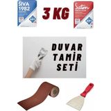 3 kg Duvar Tamir Seti: Sıva, Saten Alçı, Zımpara ve Spatula ile Kolayca Tamir - Seçenek 1 - Ahşap