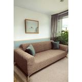 3 Kişilik Jakarlı Çubuk Desen Lastikli Koltuk Kılıfı Çekyat Koltuk Örtüsü Streç Esnek Kanepe Kılıfı - 180 x 230 cm - Açık Kahverengi