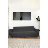 3 Kişilik Jakarlı Çubuk Desen Lastikli Koltuk Kılıfı Çekyat Koltuk Örtüsü Streç Esnek Kanepe Kılıfı - 180 x 230 cm - Antrasit