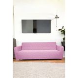 3 Kişilik Jakarlı Çubuk Desen Lastikli Koltuk Kılıfı Çekyat Koltuk Örtüsü Streç Esnek Kanepe Kılıfı - 180 x 230 cm - Pudra