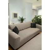 3 Kişilik Jakarlı Çubuk Desen Lastikli Koltuk Kılıfı Çekyat Koltuk Örtüsü Streç Esnek Kanepe Kılıfı - 180 x 230 cm - Vizon