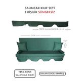 3 Kişilik Lüks Salıncak Kılıf Seti Süngersiz Düz Yeşil 164X47