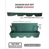 3 Kişilik Lüks Salıncak Kılıf Seti Süngersiz Düz Yeşil