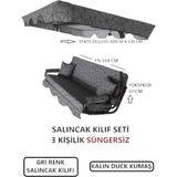 3 KİŞİLİK LÜKS SALINCAK KILIF SETİ SÜNGERSİZ GRİ ÖRÜMCEK DESEN 164*47