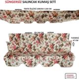 3 Kişilik Lüks Salıncak Kılıf Seti Süngersiz Ingiliz Gülü 164*47