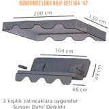 3 Kişilik Lüks Salıncak Kılıf Seti Süngersiz Panama Gri 164*47