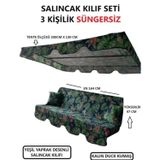 3 Kişilik Lüks Salıncak Kılıf Seti Süngersiz Yaprak Desen 164*47 Cm