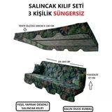 3 Kişilik Lüks Salıncak Kılıf Seti Süngersiz Yaprak Desen 164X47 Cm