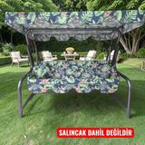 3 Kişilik Lüks Salıncak Kılıf Seti Süngersiz Yaprak Desen - Yeşil