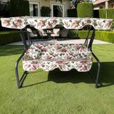 3 KİŞİLİK SALINCAK LÜKS KILIF SETİ 10CM SÜNGERLİ İNGİLİZ GÜLÜ 164X47x10 CM