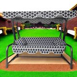 3 KİŞİLİK SALINCAK LÜKS KILIF SETİ 10CM SÜNGERLİ KARAÇATI DESEN 164X47x10 CM