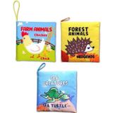 3 Kitap Tox İngilizce Deniz Canlıları , Çiftlik ve Orman Hayvanları Kumaş Sessiz Kitap E119 E127 E128 - Bez Kitap , Eğit